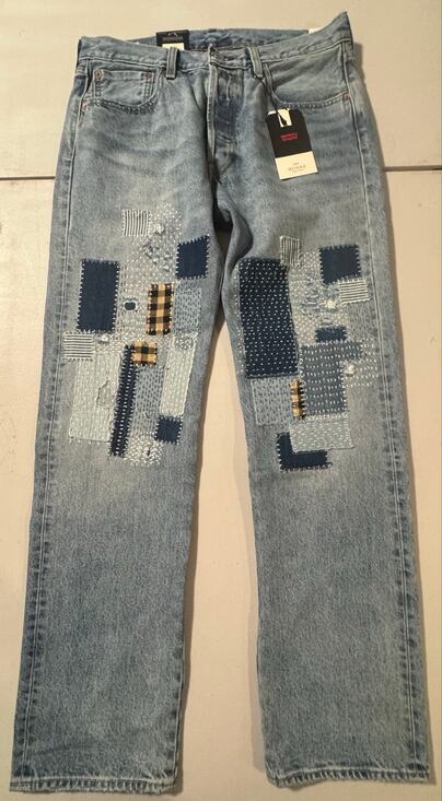 Levi's Other - Levi's Premium 501Original Sashiko Selvedge PatchworkJeansMediumWash W32 L32 NWT